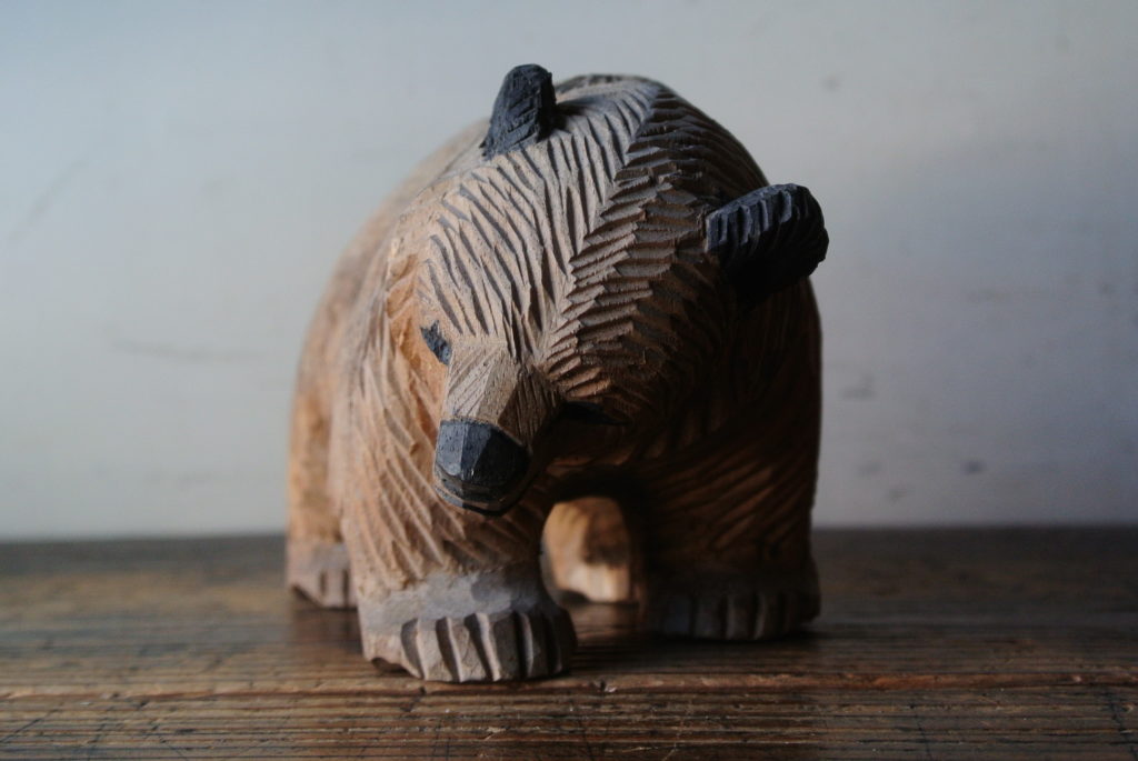 1 柴崎重行 志 木彫り 熊 北海道八雲 木塊 彫刻 6×8×6.5 木彫熊 作家 
